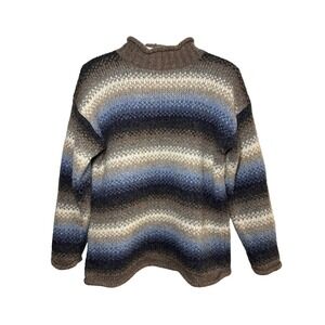 Christopher & Banks‎ Mock Neck Striped Sweater Wool Blend Womens Medium Nordic